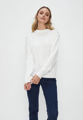 Sweater Con Diseño Trenzado Blanco Ash,hi-res