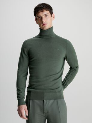 Sweater Cuello Alto Merino Verde Calvin Klein,hi-res