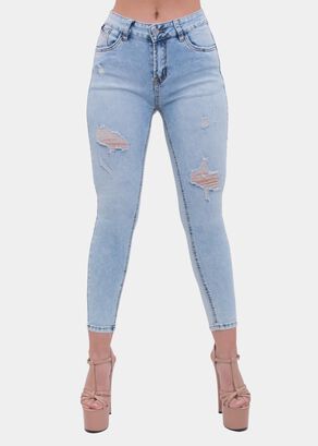 Jeans Skinny Distressed Prelavado Elasticado,hi-res