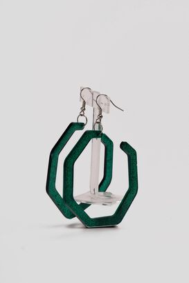 Pendientes Colgantes Diseño Octagonal Verde Zameta By Lina,hi-res