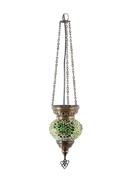 Lámpara turca colgante tricadena S hajima verde,hi-res