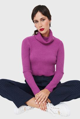 Sweater Crop Cuello Tortuga Magenta Nicopoly,hi-res