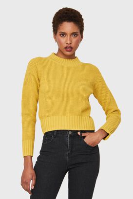 Sweater Crop Básico Amarillo Nicopoly,hi-res