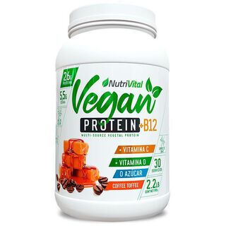 Vegan Protein + B12 2.2 Lbs 30 Serv - Coffee Toffee,hi-res