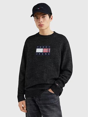 Sweater Relaxed Flag Tartan Negro Tommy Jeans,hi-res