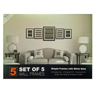 Set de 5 marcos madera con Paspartu Negro 20x25/13x18/10x5,hi-res