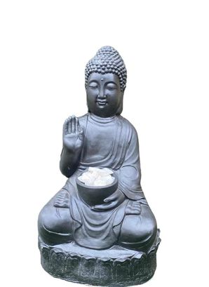Figura Buda Cuenco Mudra Abhaya Black Line,hi-res