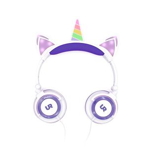 Audifonos Unicornio Headset Alambrico para Niños LED Morado,hi-res