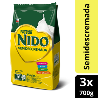 Leche en polvo NIDO® Semidescremada Bolsa 700g Pack x3,hi-res