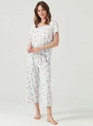 Pijama de Mujer New Cuore Pantalón Largo Blanco Estampado,hi-res