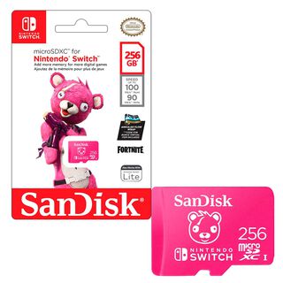 Tarjeta MicroSDXC SanDisk 256GB Nintendo Switch Fortnite 4K,hi-res