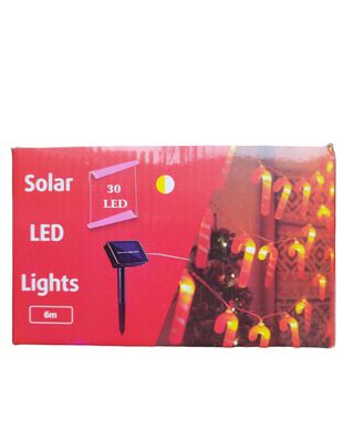 Guirnaldas solares navideñas 30 luces bastones 6mt,hi-res