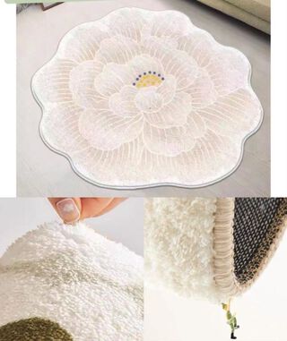 alfombra de felpa antideslizante flor beige,hi-res