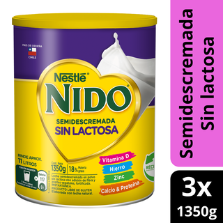 Leche en polvo NIDO® Semidescremada Sin Lactosa Tarro 1350g Pack x3,hi-res