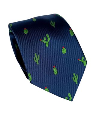Corbata azul marino Cactus,hi-res