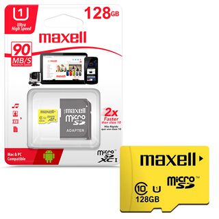 Tarjeta de memoria MicroSD 128GB Maxell + Adaptador 90MB/s,hi-res