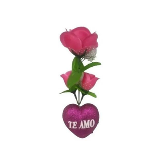 Regalo San Valentín Corazón Te Amo Con Flores Rosa Amor Morado ,hi-res