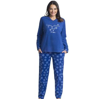 Pijama micropolar con bordado azul Art 31541,hi-res