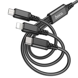 Cable Hoco X76 3 En 1 Lightning/micro-usb/type-c 1m,hi-res