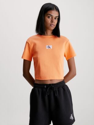 Polera Badge Rib Naranja Calvin Klein,hi-res