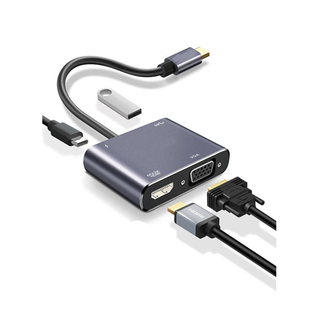 Hub Adaptador 4 en 1 Type-C a HDMI 4K + VGA + USB 3.0+ USB C,hi-res