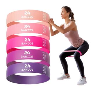 Pack 5 Bandas Elásticas Resistencia Circulares Yoga rosa,hi-res