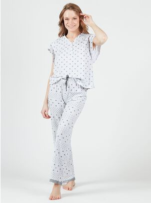 Pijama de Mujer New Heart Pantalón Largo Gris,hi-res