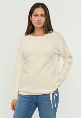 Sweater Mujer Tape Lurex Ecru Corona,hi-res