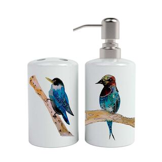 Set de baño cerámica 2 piezas pájaros azules Paper Home,hi-res