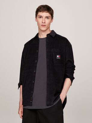 CAMISA RELAXED DE COURDUROY NEGRO TOMMY JEANS,hi-res