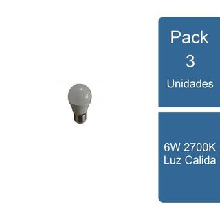 Pack 3 Ampolleta LED mini bola E27 6W 2700K Luz Calida,hi-res