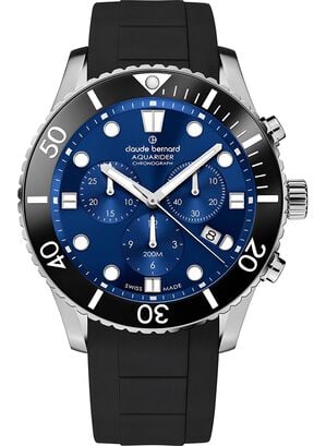 Reloj Claude Bernard Aquarider Cronografo 43mm Azul Hombre ,hi-res