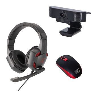 Kit Audífono Gamer Rojo Mouse USB Wireless Webcam ,hi-res