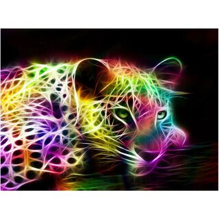 Pintura de Diamante 3D Multicolor Leopardo,hi-res