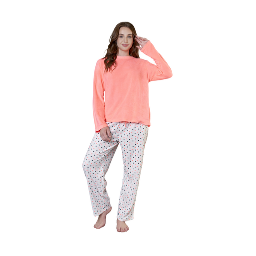 Pijama Micropolar Mujer 8523 Rosada Puntos Baziani - Pijamas |