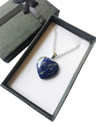 Collar Lapis Lazuli Corazon piedras energeticas cadena de plata 925,hi-res
