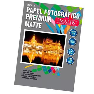 Papel Premium Matte A4 De 130gr / 100 Hojas Malik,hi-res