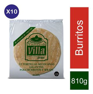 Pack 10  Pancho Villa Tortillas Gigantes 12 Uni X 810 Grs,hi-res