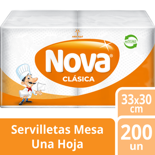 Servilleta Clasica Blanca 200un Nova,hi-res