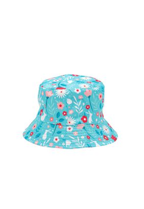 Sombrero Pescador Azul Diseño Flores 16*18cm,hi-res