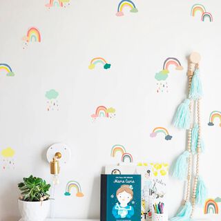 Arcoíris y nubes vinilo stickers deco muro dormitorio infantil,hi-res