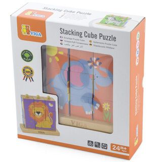 Juguete Madera Puzzle Cubos Soporte Animales,hi-res
