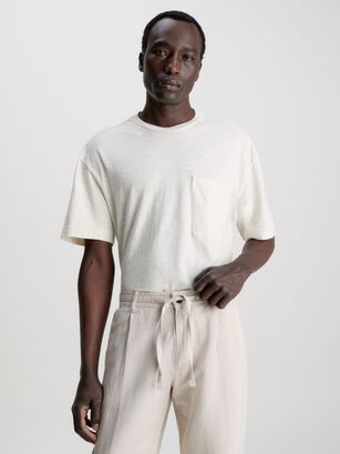 Polera Pocket  Linen Blend Blanco Calvin Klein,hi-res
