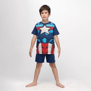 Pijama Disfraz Niño Capitan America Uniforme Azul Marvel,hi-res