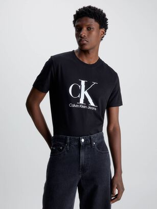 Camiseta slim con monograma Negro Calvin Klein,hi-res