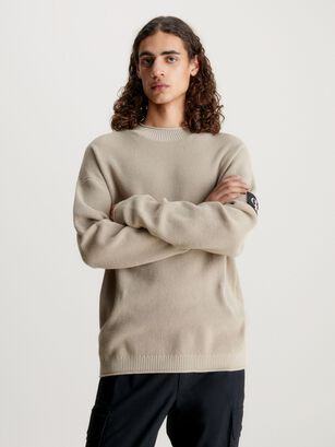 Sweater Badge Relaxed Beige Calvin Klein,hi-res