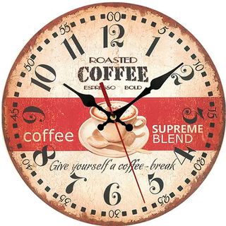 Reloj De Pared Analogo Rústico Vintage Retro coffee,hi-res