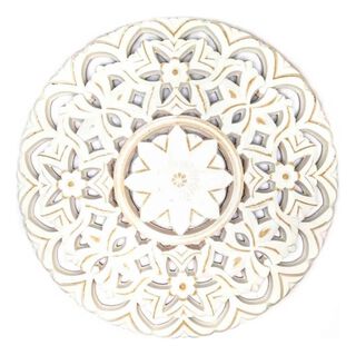Cuadro De Madera Ornamental Mandala Blanco Decoracion Pared,hi-res