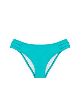 Bikini calzón con drapeado color turquesa,hi-res