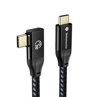Yottamaster Cable USB C a USB C de 90 grados con carga de 100 W, cable tipo C de 20 Gbps de ángulo recto de 6.6 ft con soporte de marcador electrónico de 4 K a 60 Hz, totalmente compatible con dispositivos de teléfono/portátil/tablet/interruptor USB C,hi-res